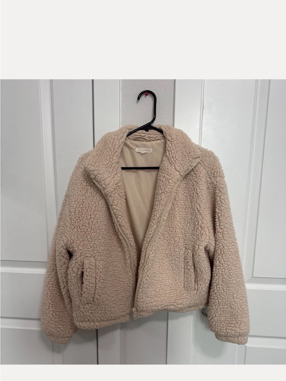 La Hearts Cream Teddy Sherpa Zip Jacket